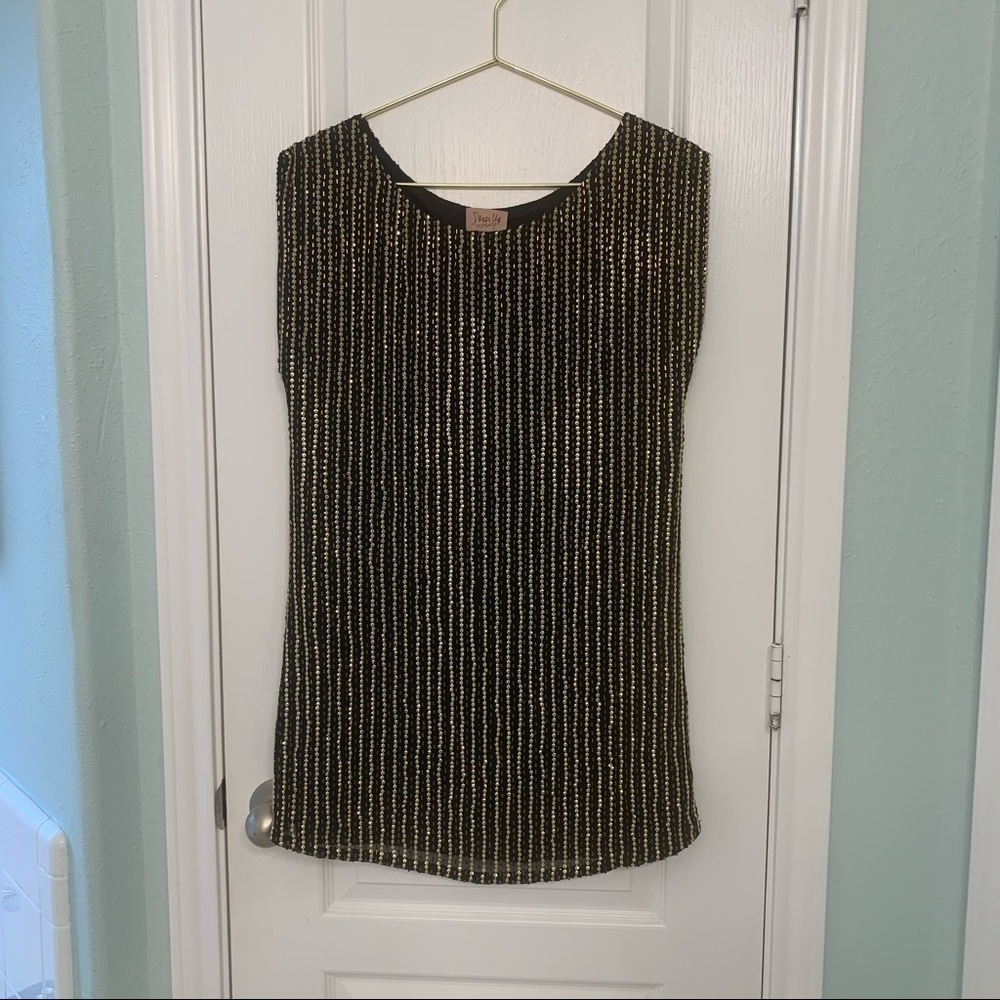 Topshop sequin scoop neck. Sleeveless mini dress.